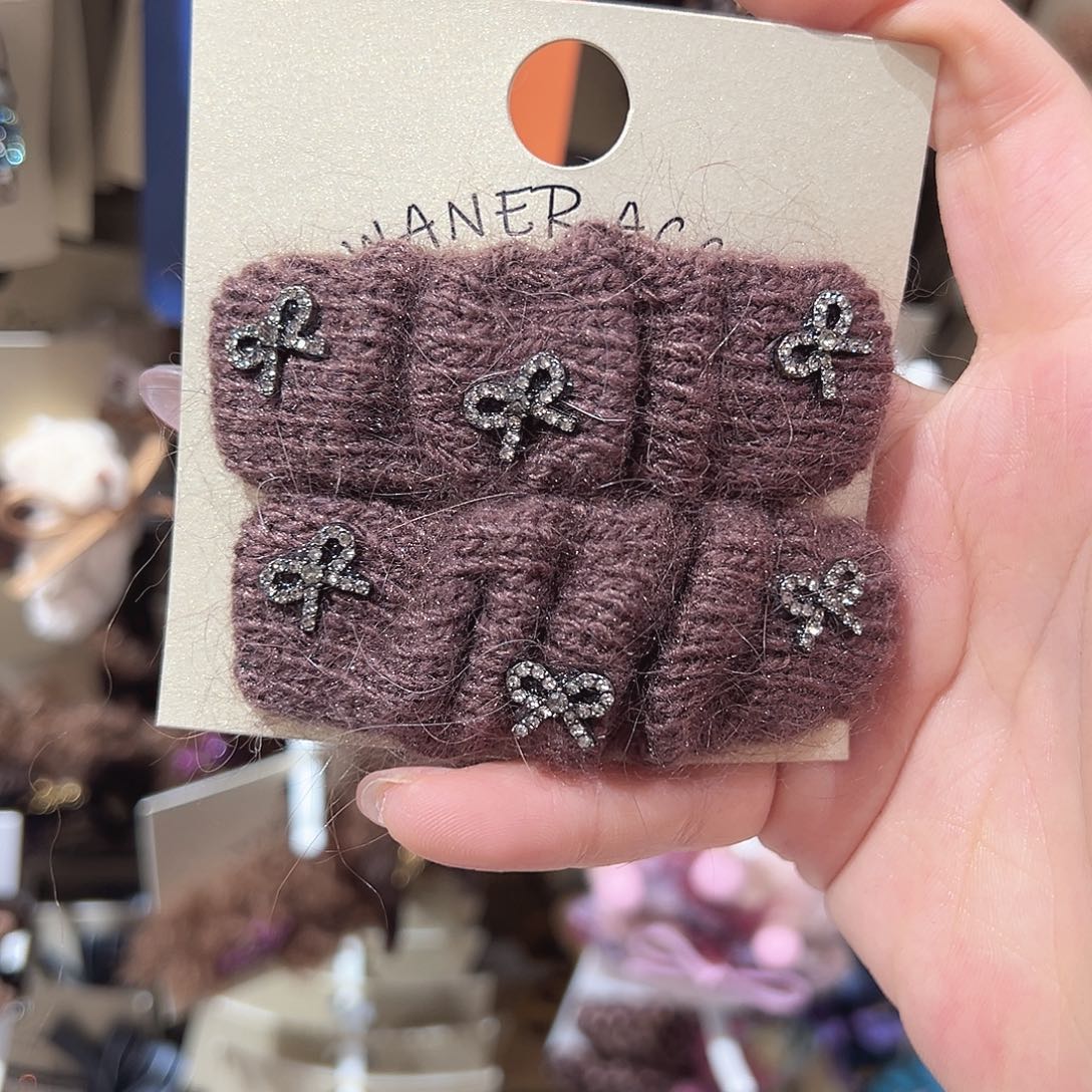 余***妖皮质铁合金蝴蝶结卡色毛线掰掰夹