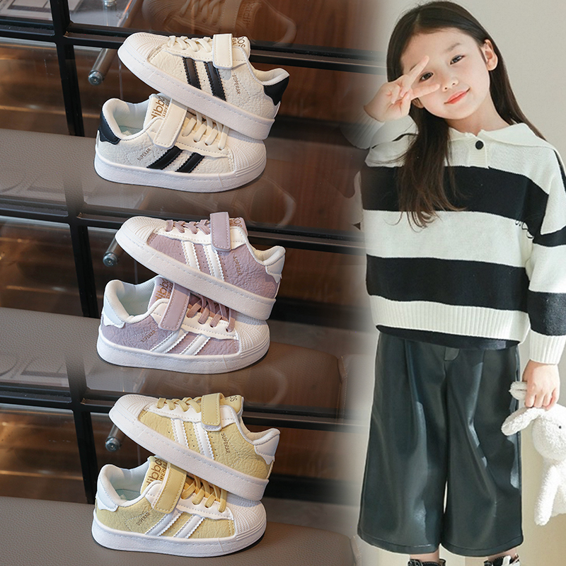 女童鞋子板鞋新款儿童运动鞋2025秋季男童小白鞋防滑贝壳头休闲鞋