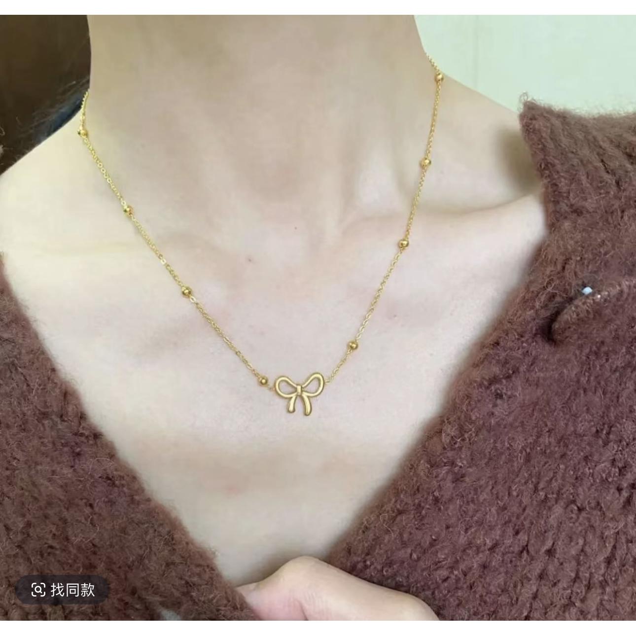 钛钢项链  轻奢小众设计 高级感气质锁骨链 金色颈链