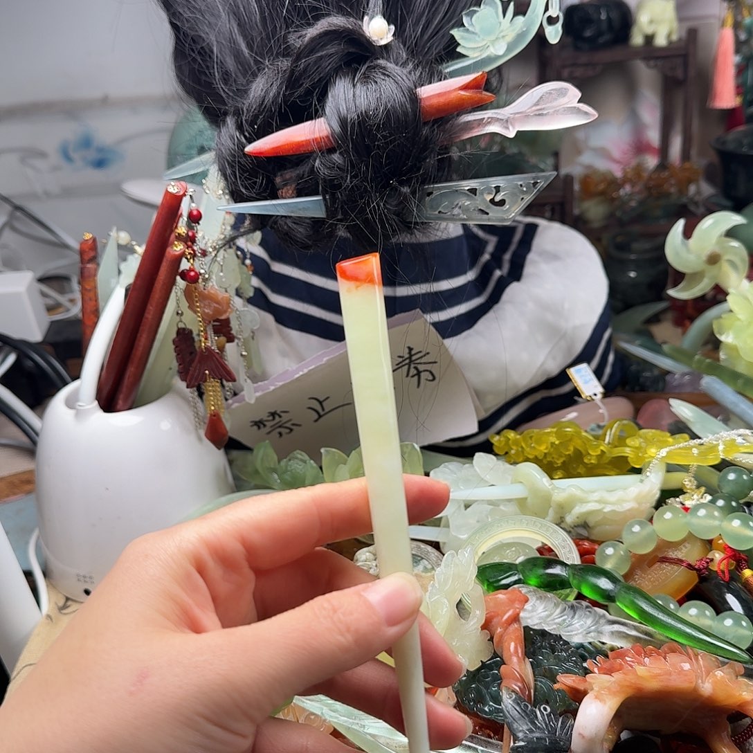 蛇纹石玉合金发饰