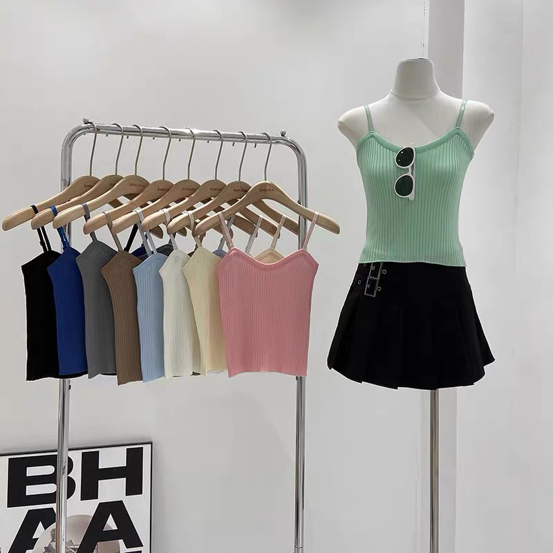 简约V领针织吊带 背心吊带 背心内搭百搭