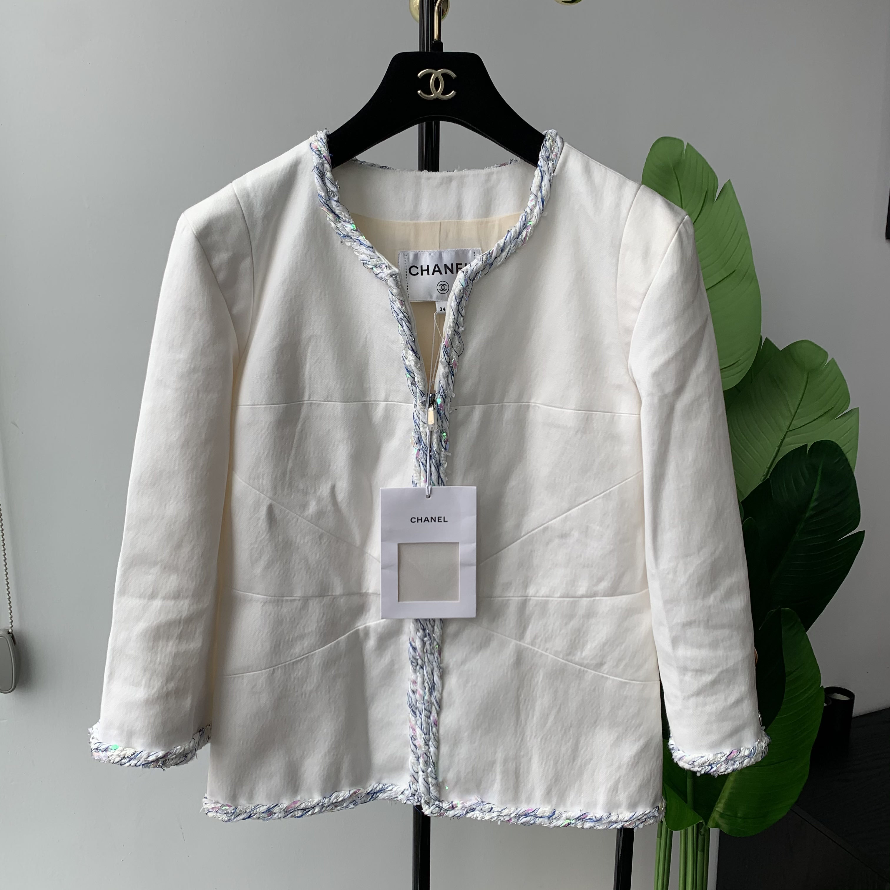 99新 Chanel/香奈儿 18s瀑布系列白色外套 34码