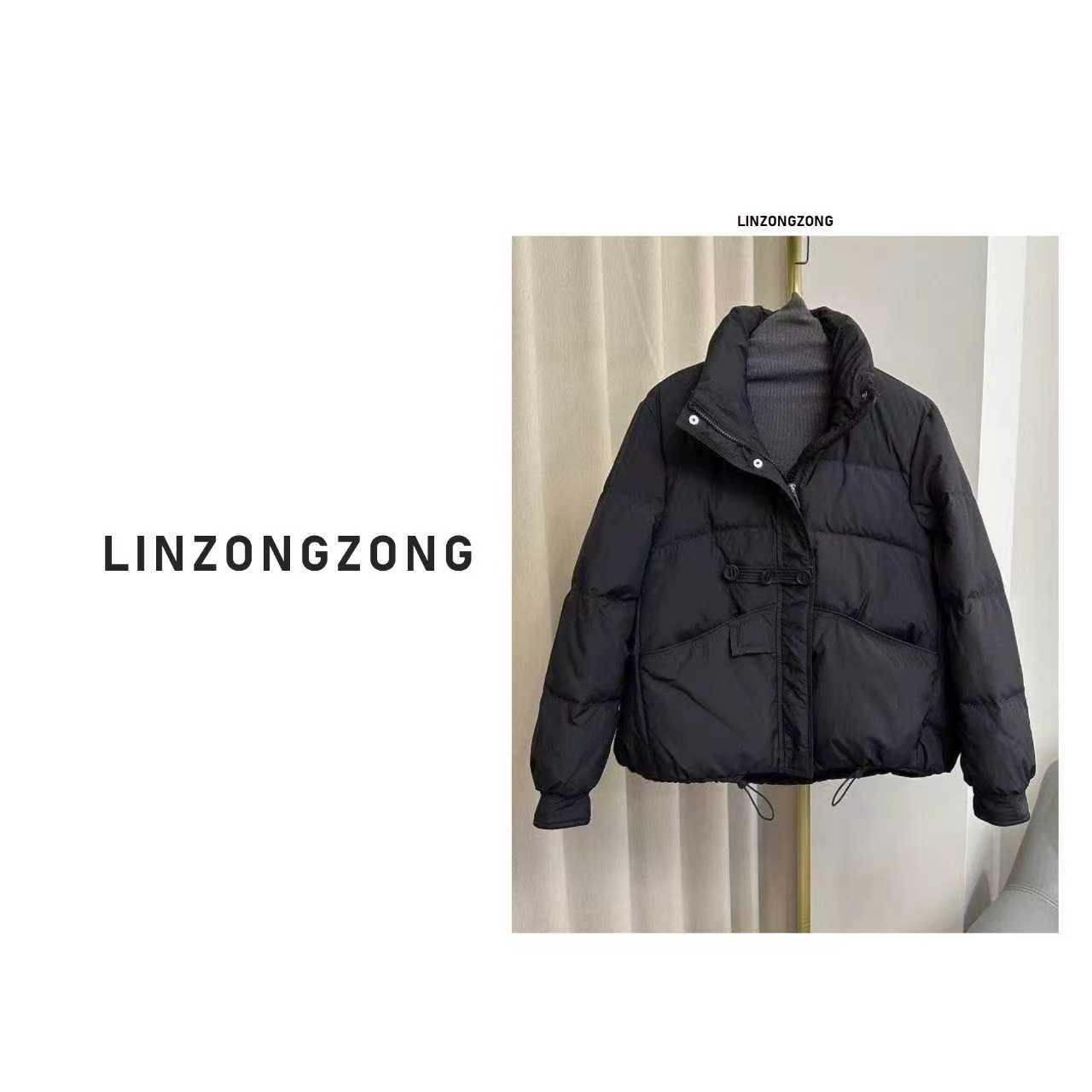 三粒扣冬季新款欧货立领羽绒服短款显瘦加厚保暖女白鸭绒外套