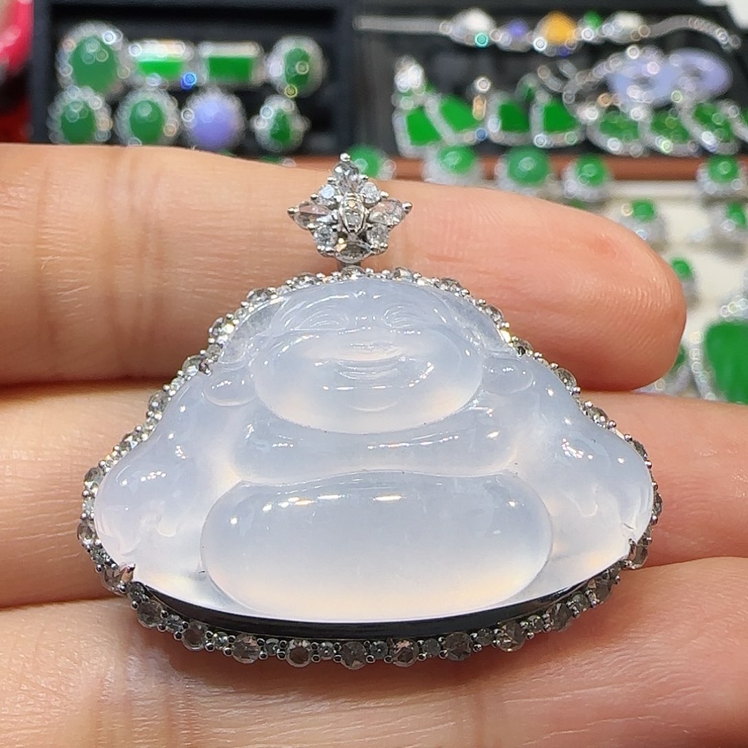 翡翠吊坠(不含链)18K金镶嵌