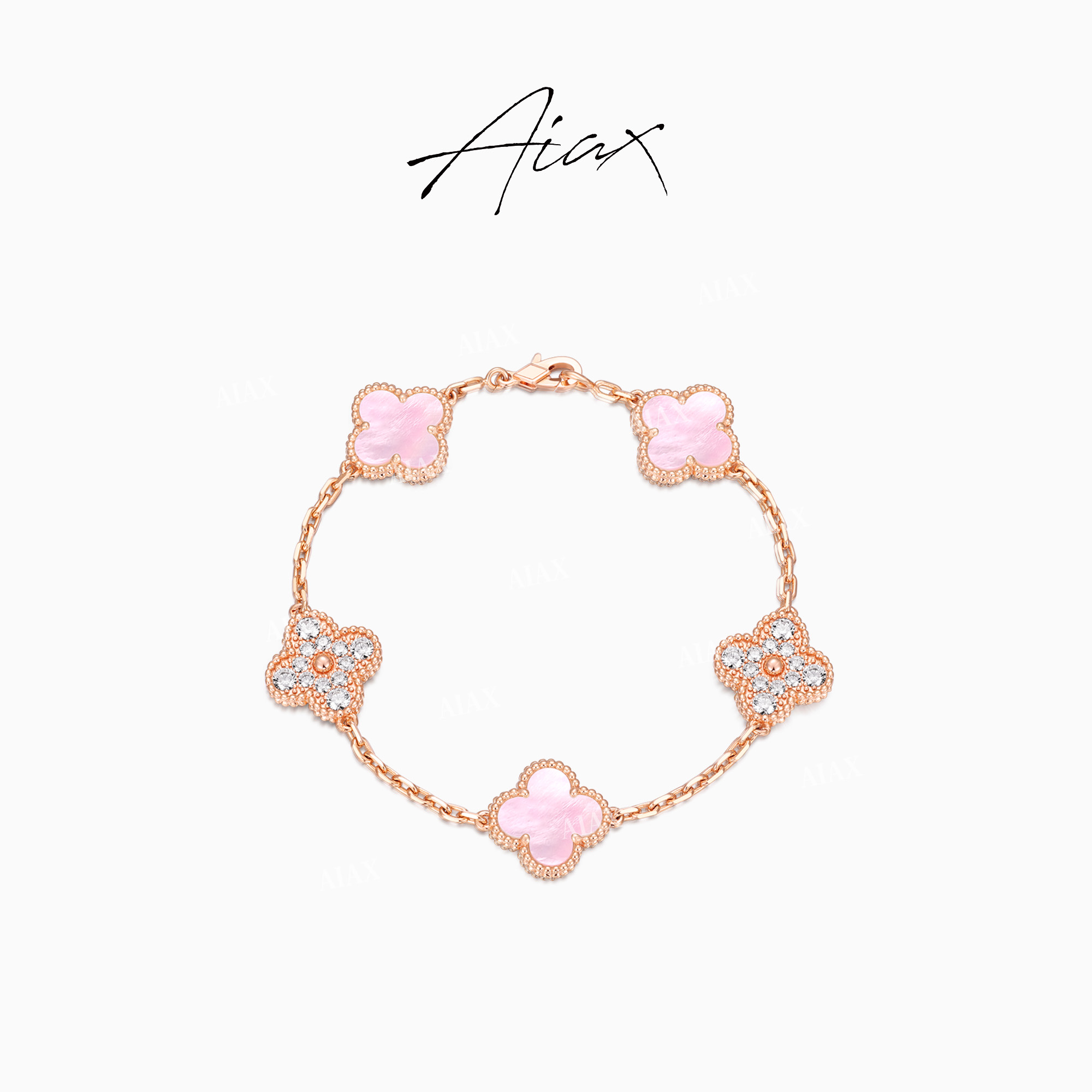 AIAX 925银 镀K金【浪漫阿罕布拉】轻奢时尚四叶手链TSS7275