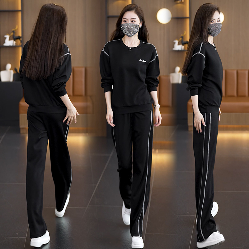 2025年春季新款长袖套装时尚气质减龄显瘦休闲运动两件套