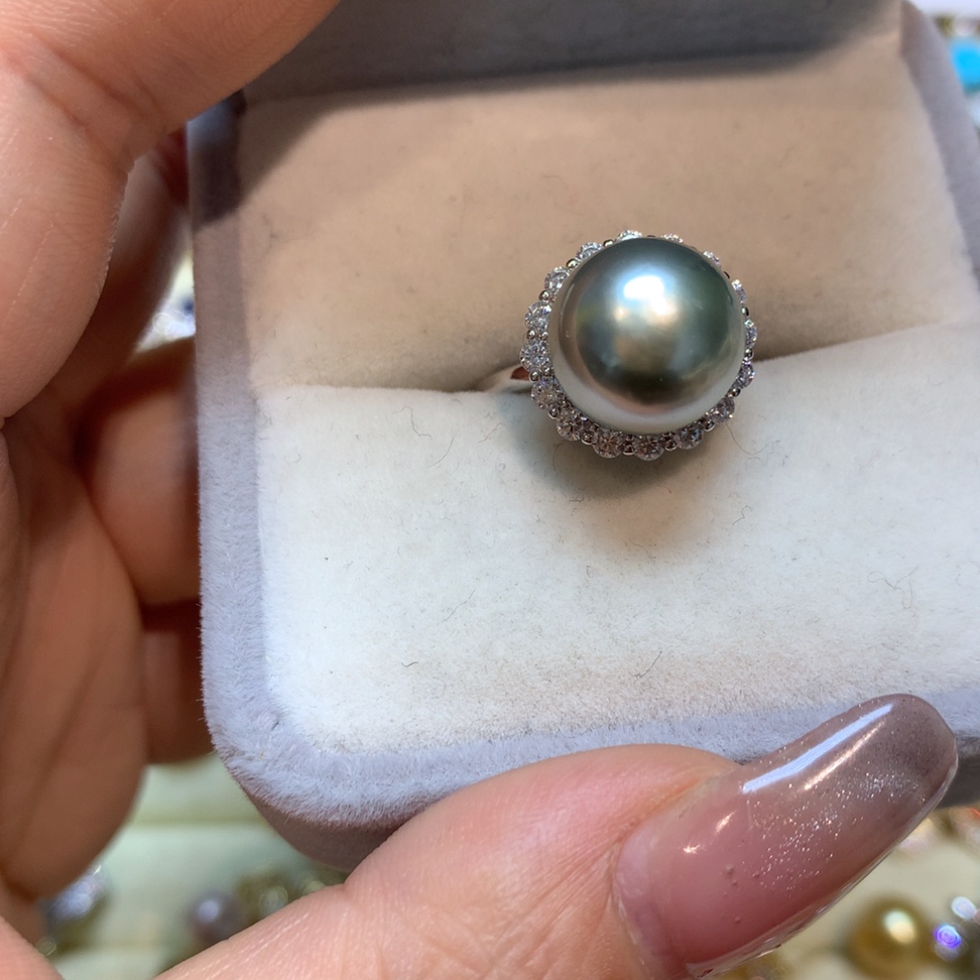 海水珍珠戒指银S925镶嵌