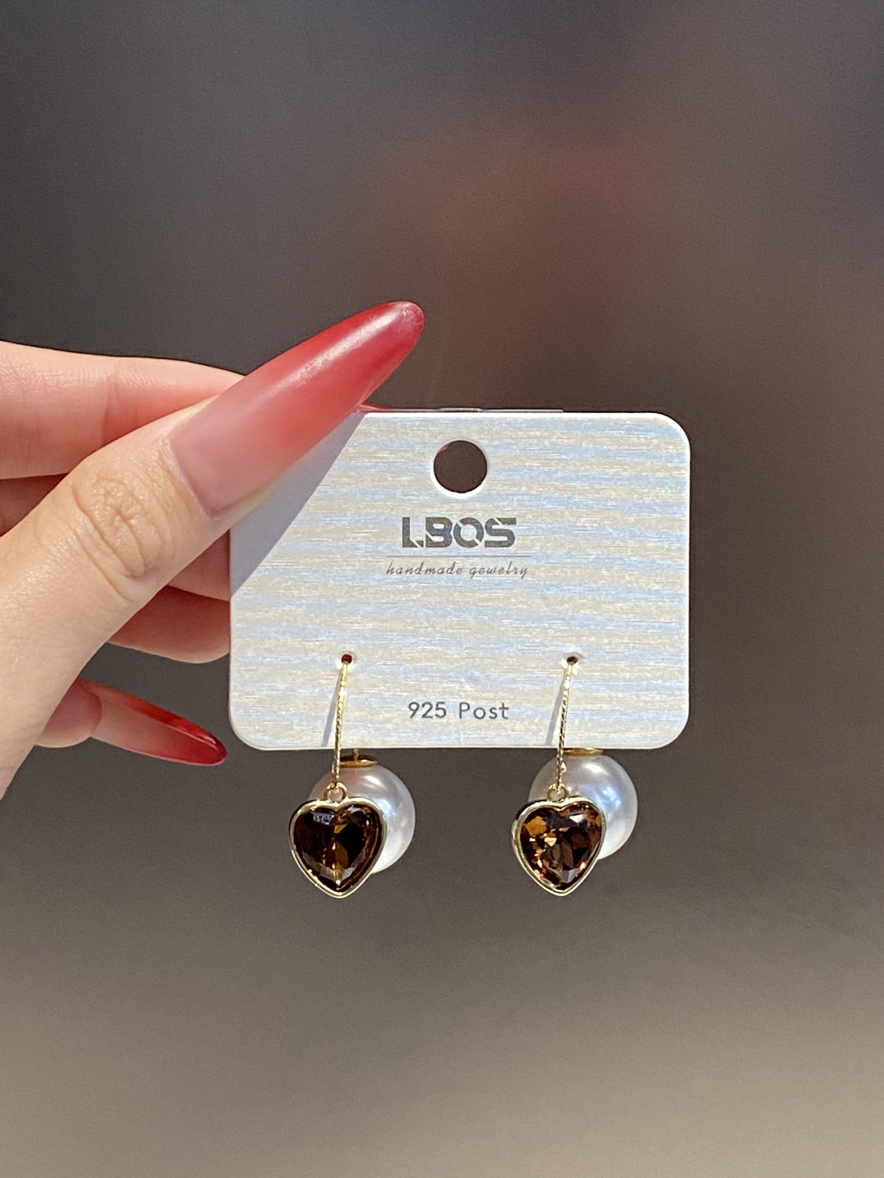 铜合金锆石耳饰 爱心耳扣小众设计轻奢高级感时尚百搭红色耳环女