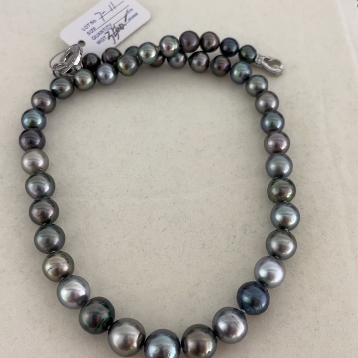 未镶嵌海水珍珠颈饰大溪地黑珍珠7-11