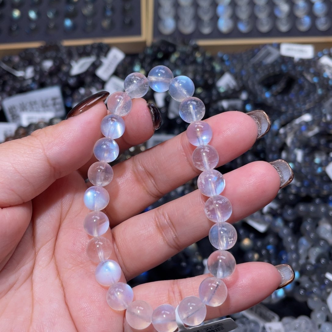月光石手链未镶嵌智****头蓝月光手链8mm+
