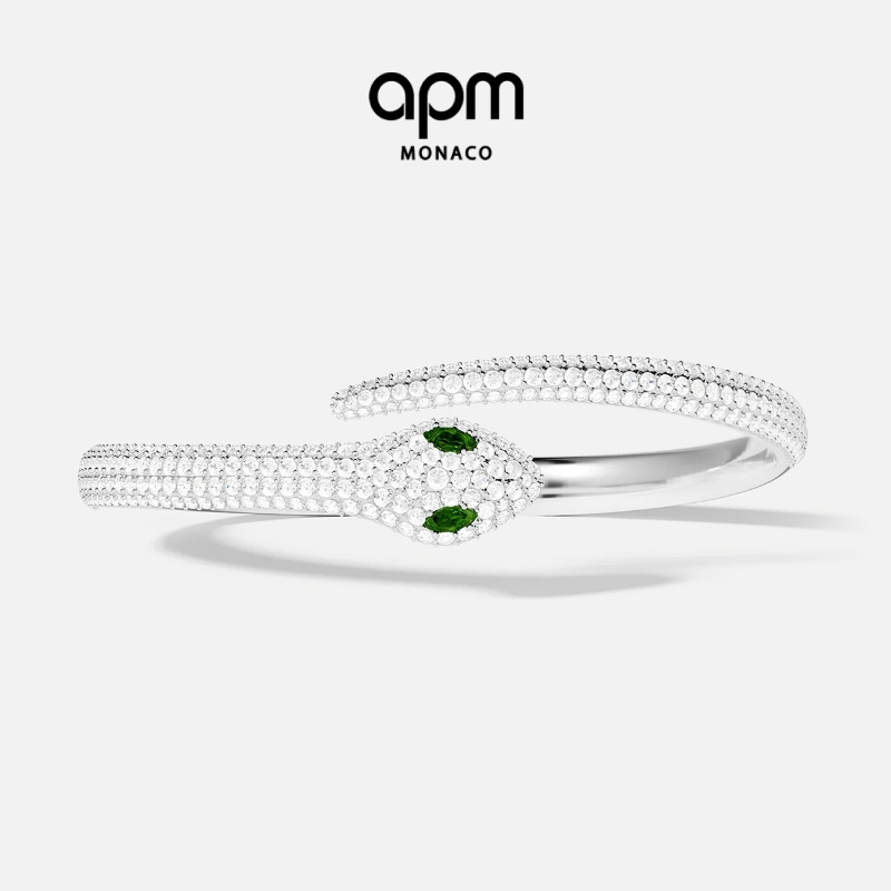 【双11狂欢】APM Monaco 绿眼蛇银手镯明星同款饰品
