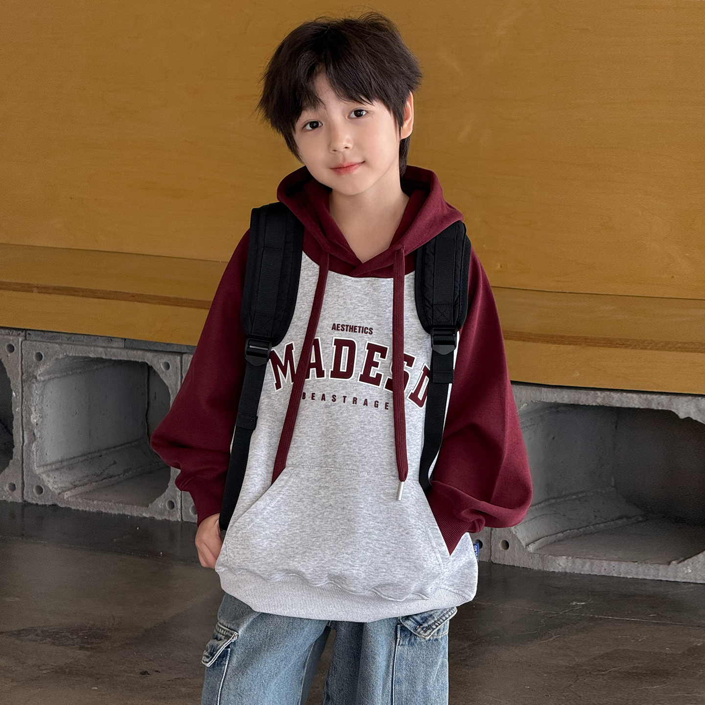 男童秋装卫衣2025新款大童春秋款休闲长袖儿童秋季宽松连帽上衣潮