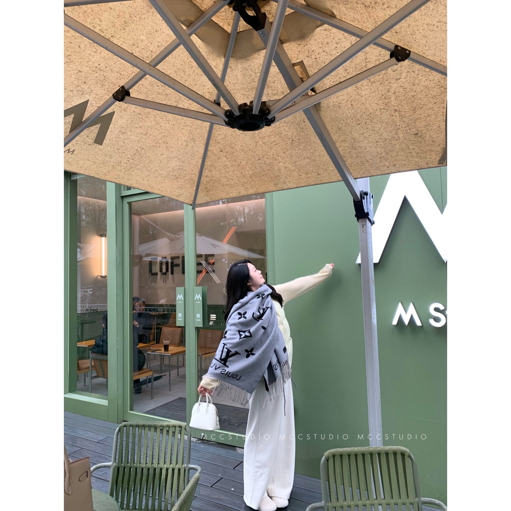 MCcStudio拼色绒绒裤 柔软top！百搭杏色长裤#9233