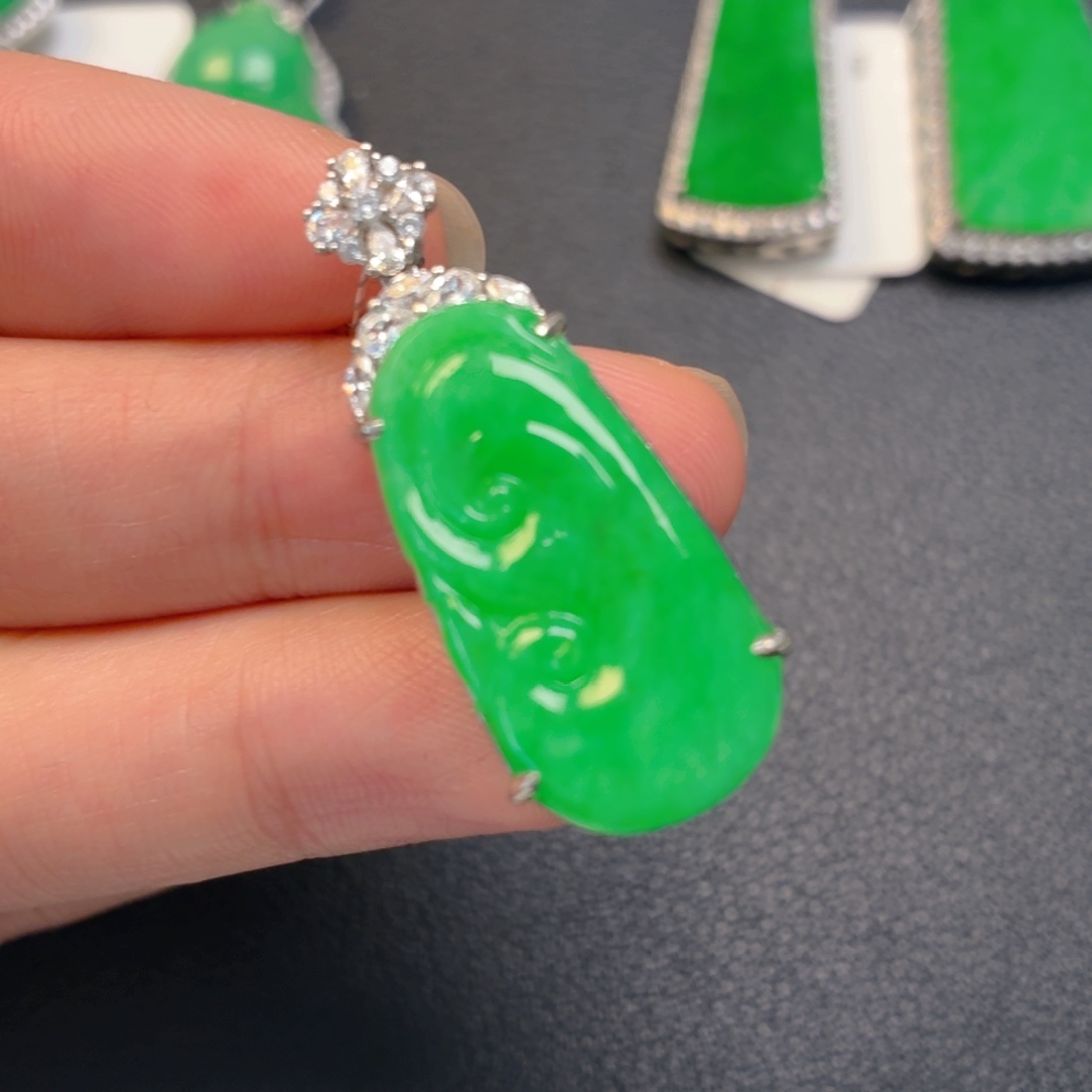 翡翠银S925镶嵌吊坠(不含链)