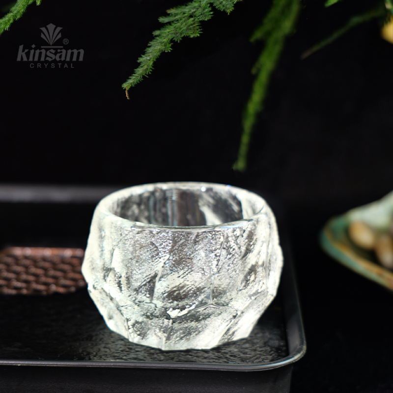 【Kinsam晶盛】原矿水晶纯手工雕刻50cc复古中式禅定冰川圆融杯茶具