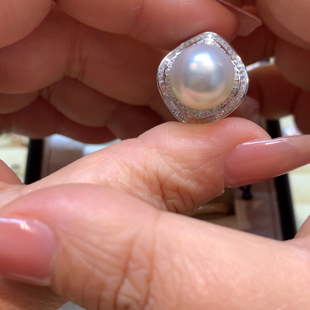 海水珍珠戒指银S925镶嵌