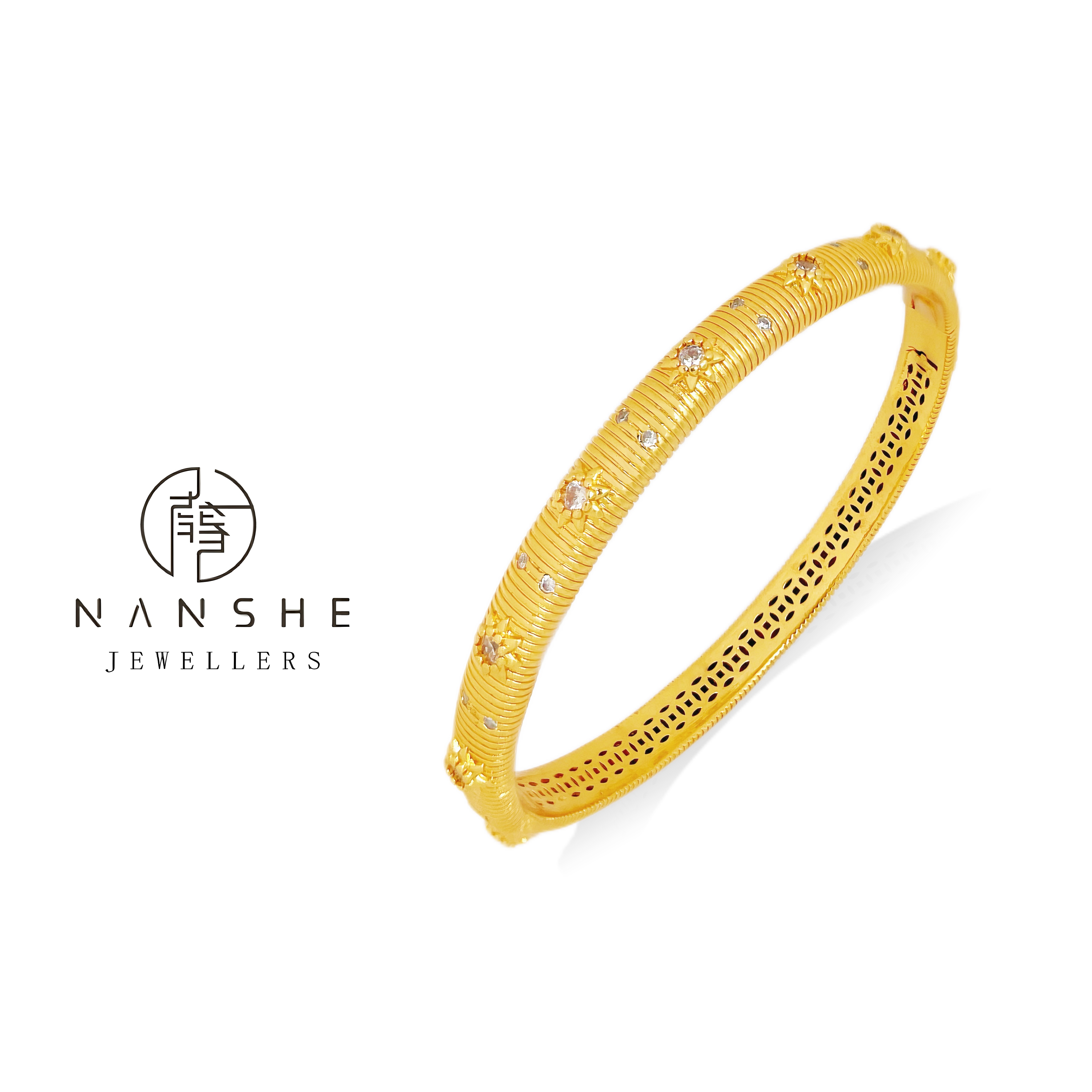  NANSHE/南奢 拉丝八芒星手镯复古宫廷女轻奢手镯L1042