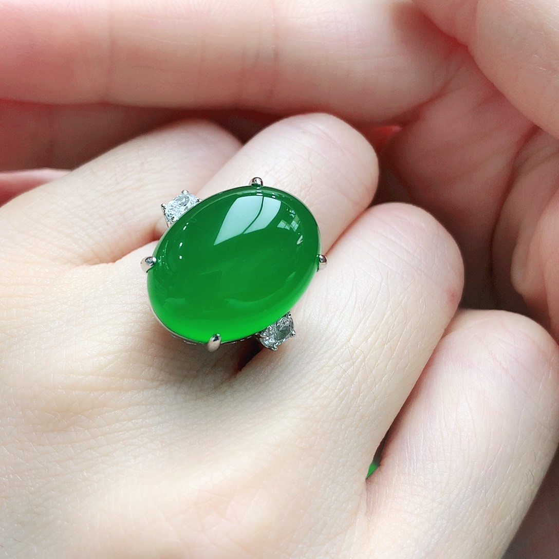 玛瑙/玉髓银S925镶嵌戒指