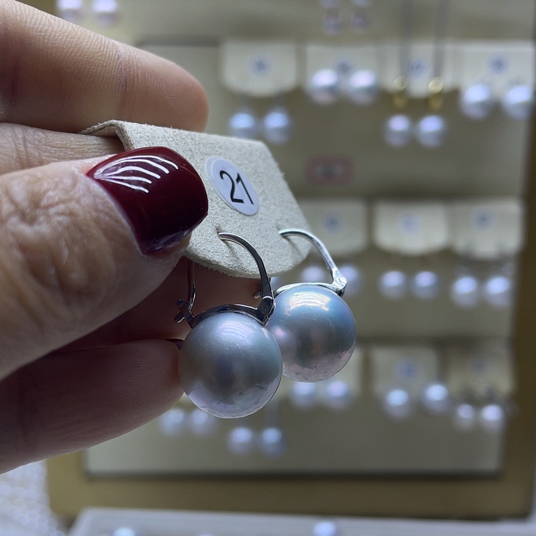 淡水珍珠耳饰银S925镶嵌