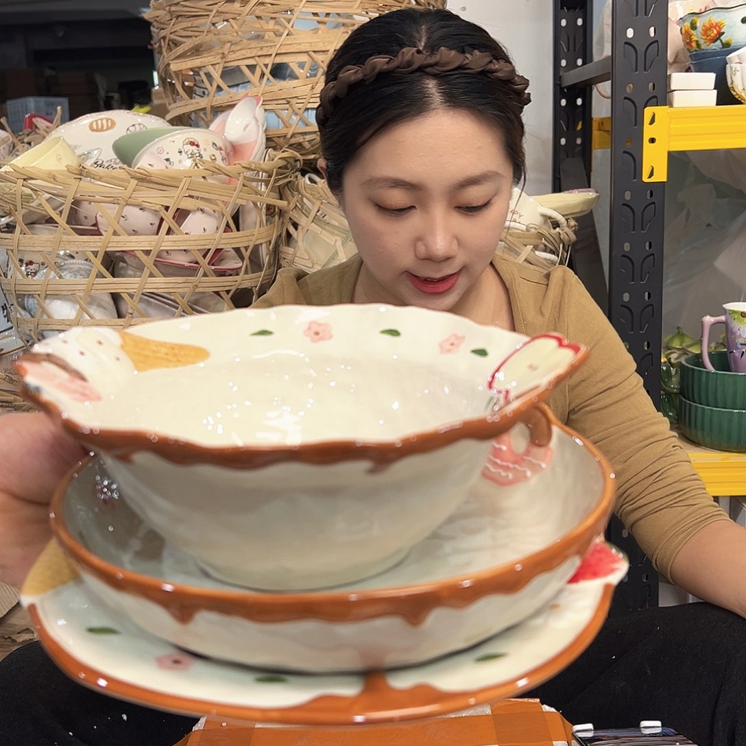 摆件潮州陶瓷餐具微瑕3件套