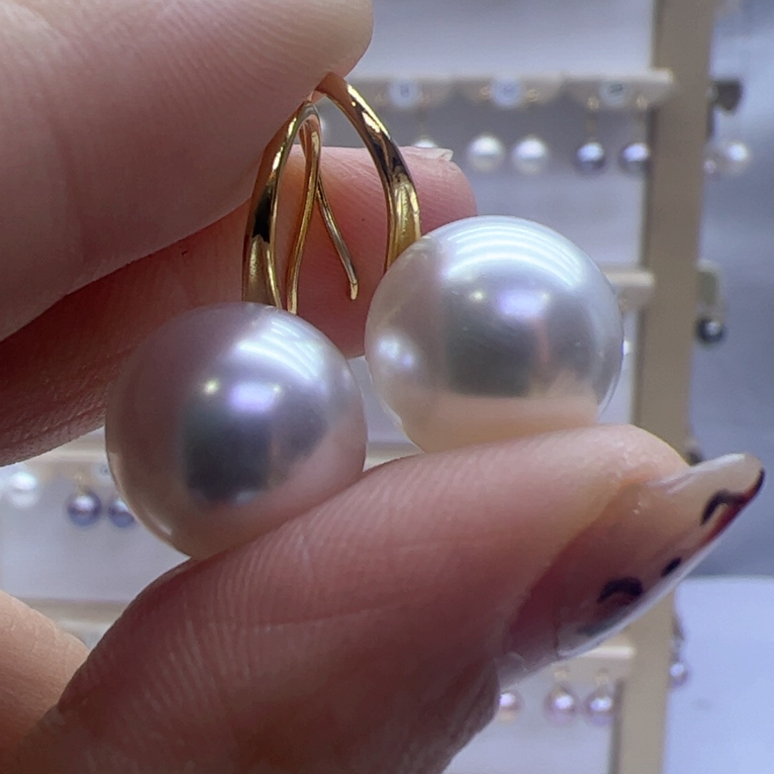 淡水珍珠耳饰18K金镶嵌