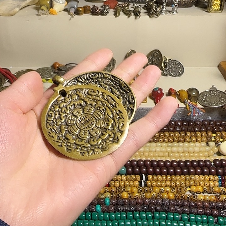 乐***活黄铜黄尼玛铜九宫