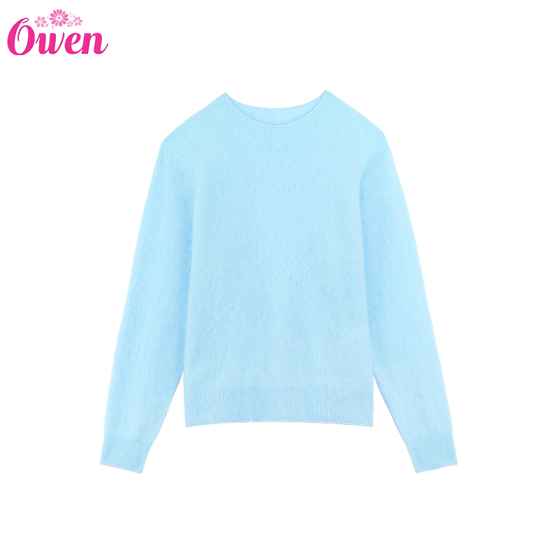 纯色绵圆领毛衣休闲长袖女简约女士衫5009