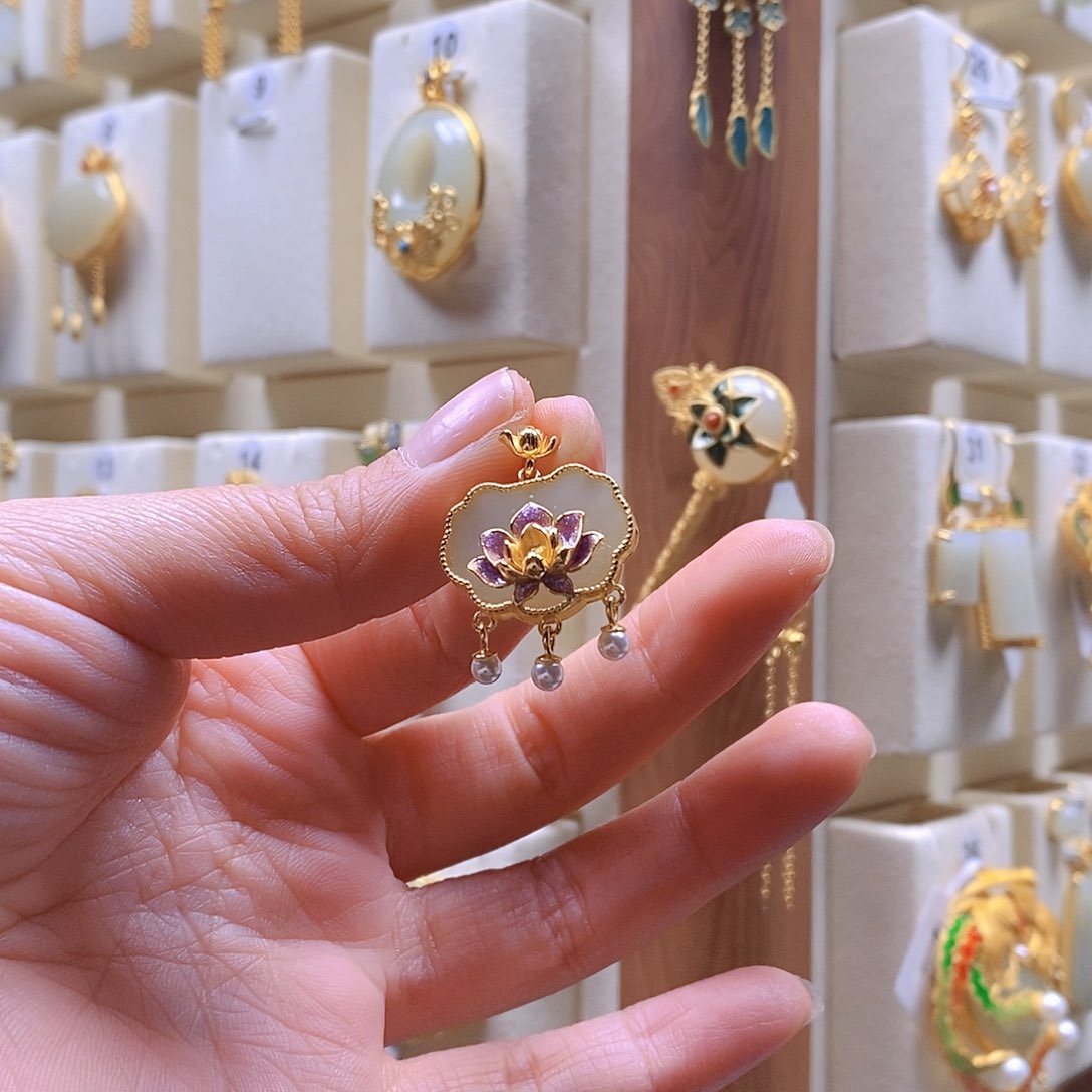 和田玉颈饰银S925镶嵌