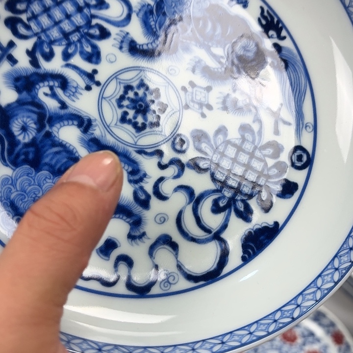 瓷片青花狮子大胡乘景德镇