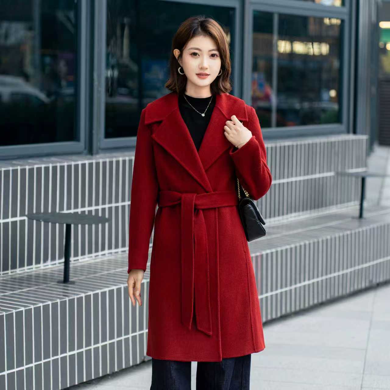 高端中年羊毛呢子中长款冬季显瘦气质妈妈装羊绒大衣9933