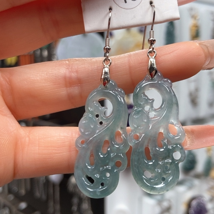 【闪购商品】翡翠耳饰银S925镶嵌耳饰