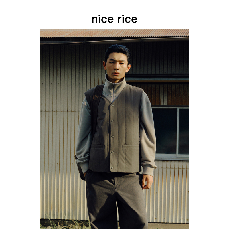 nice rice好饭 25秋季新品竖绗缝3M新雪丽轻暖直身棉马甲NHQ15008