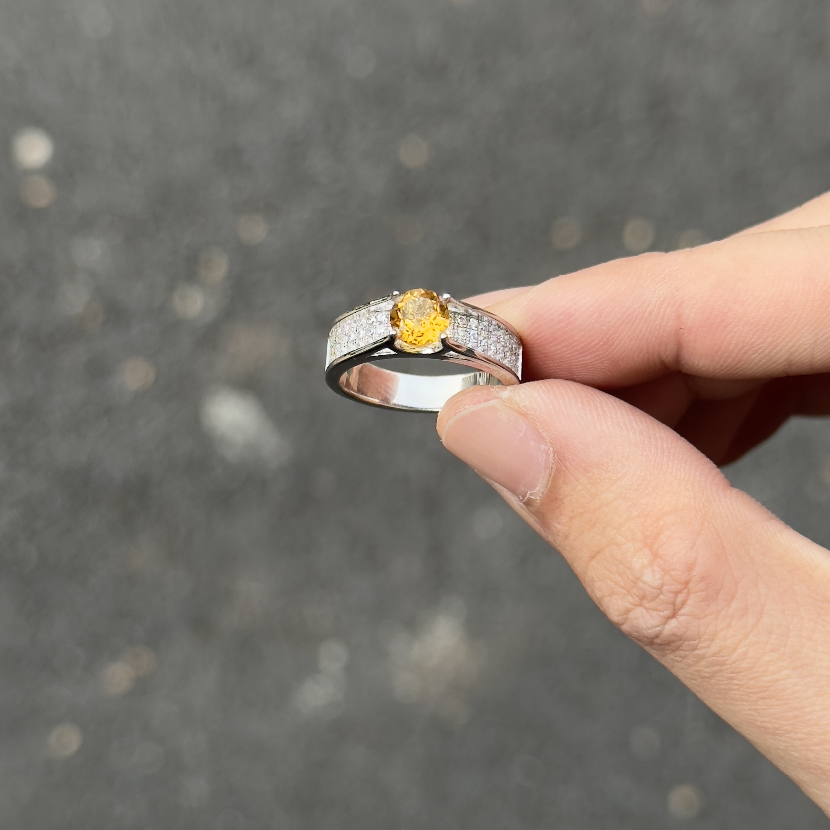 天然黄水晶[繁星]S925实心纯银情侣戒指满钻镶嵌双十二轻奢简约