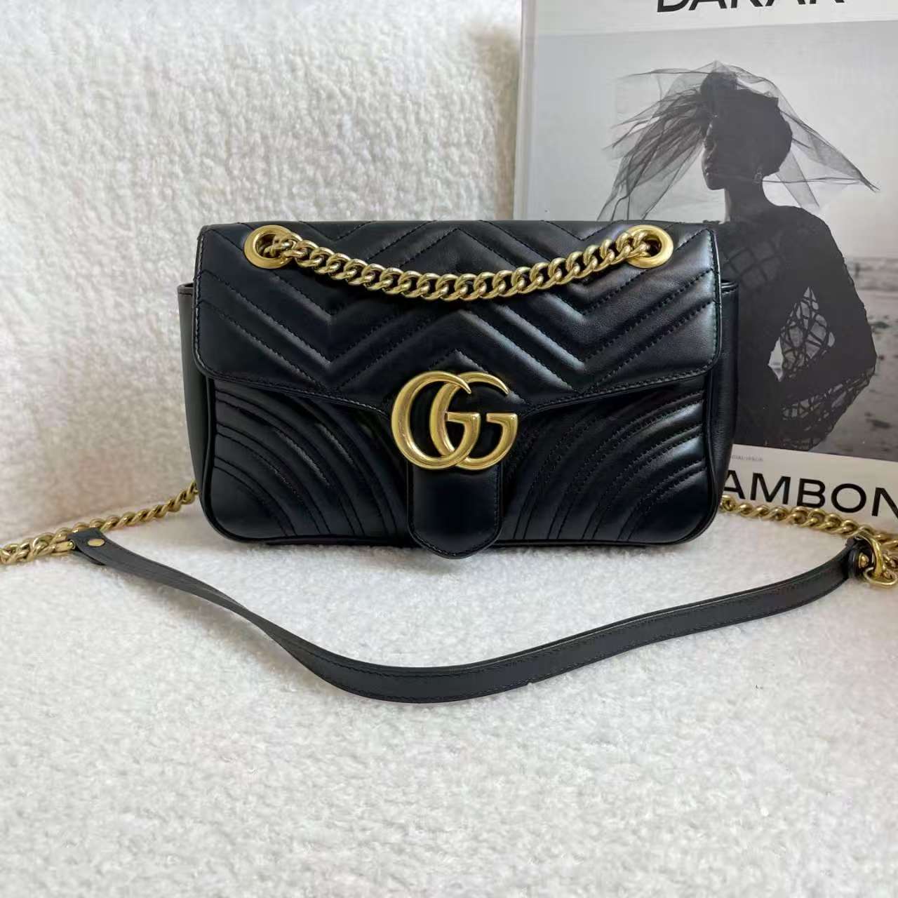 99新 GUCCI/古驰 黑金马蒙26/30594672/12期免息/代卖服务2512