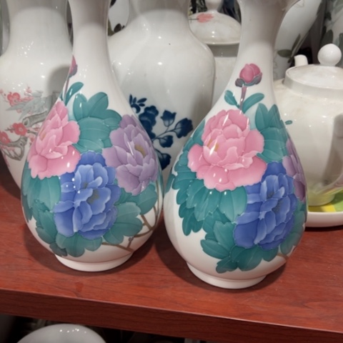 醴陵高温瓷釉下手绘一对