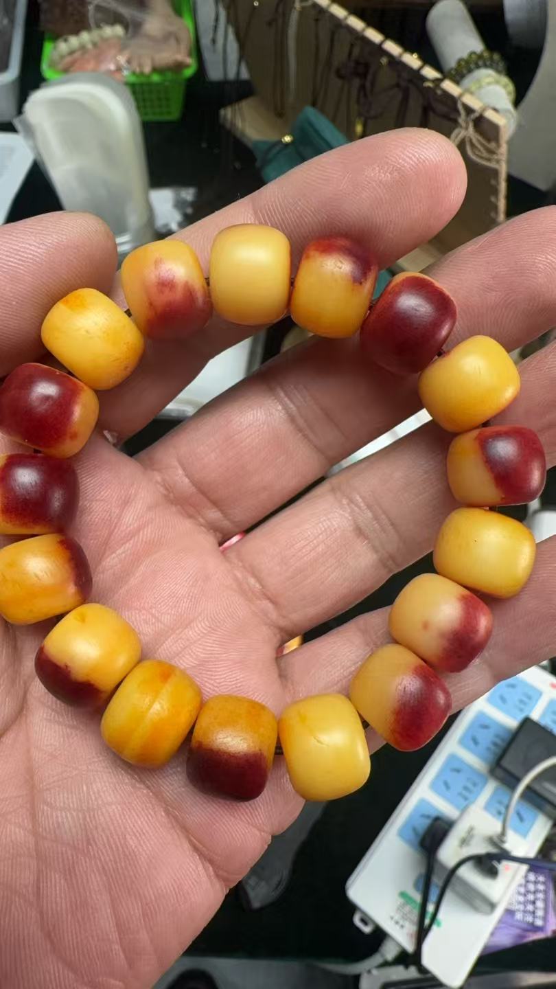 非金属树脂手链   【大圣七号】手链 H303-14 红黄单圈手串