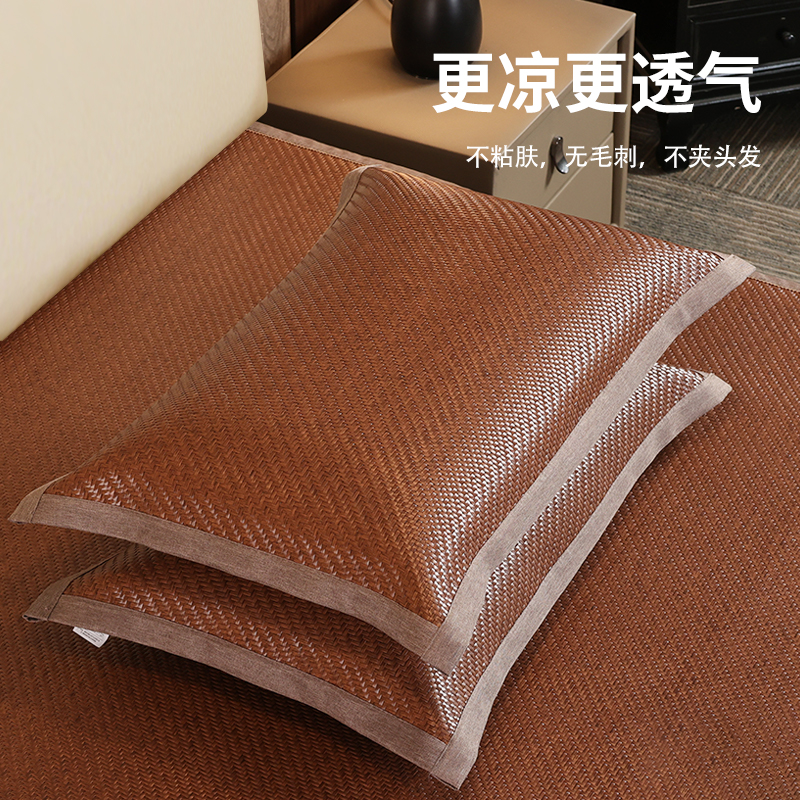 夏季双面春夏冰丝枕套夏天PE雪藤高档仿藤凉感光滑夏凉单人枕头套商品图
