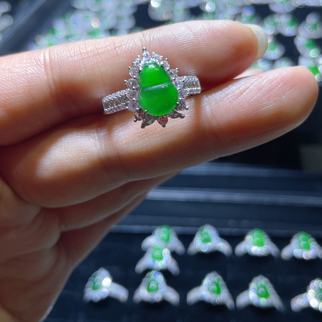 翡翠戒指银S925镶嵌菲**?戒指