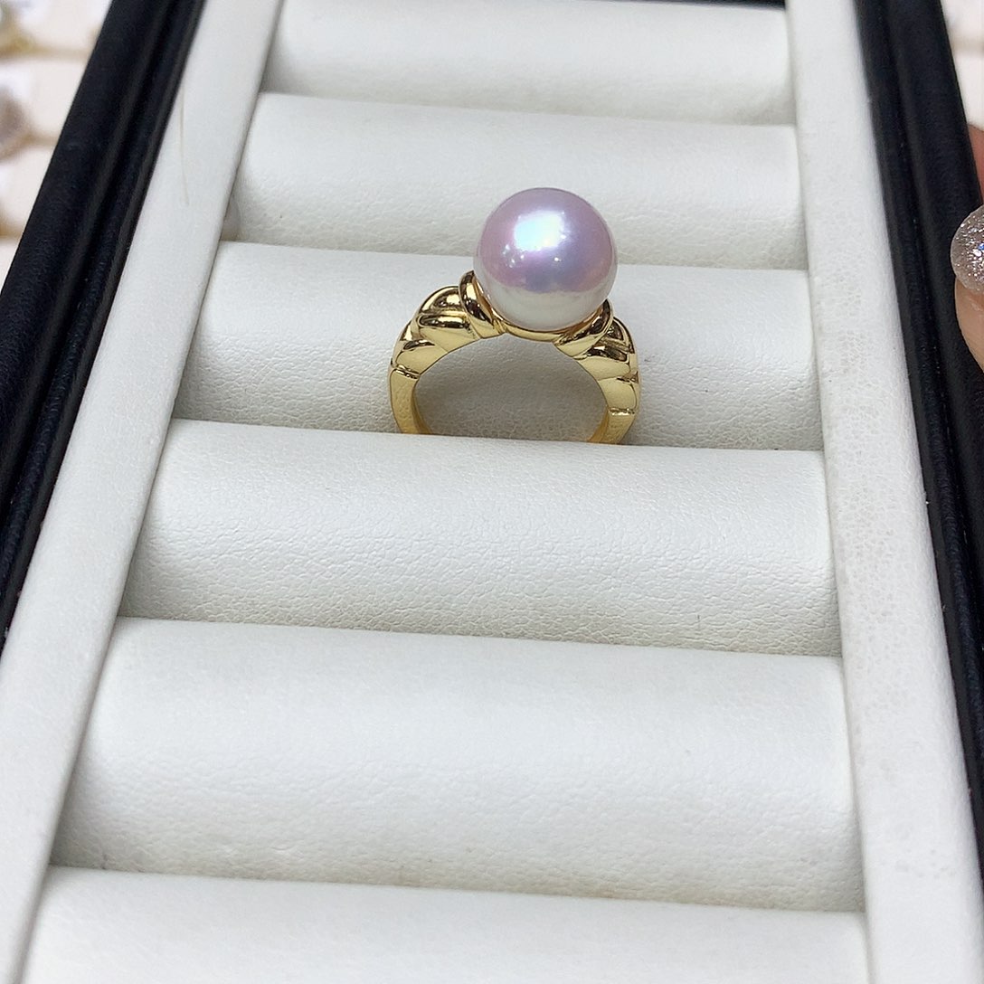 淡水珍珠戒指银S925镶嵌11-12mm