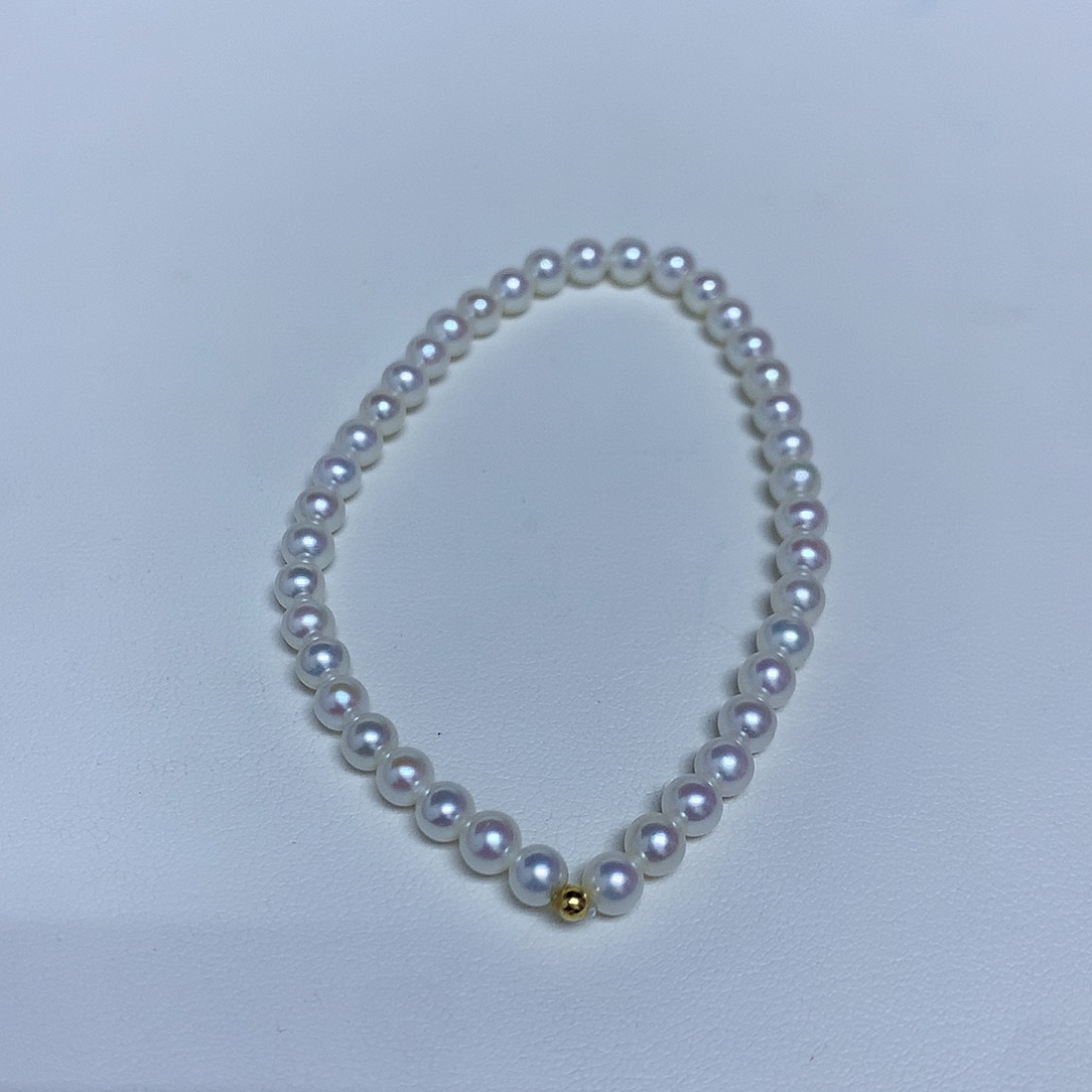 18K金镶嵌淡水珍珠手链4-5