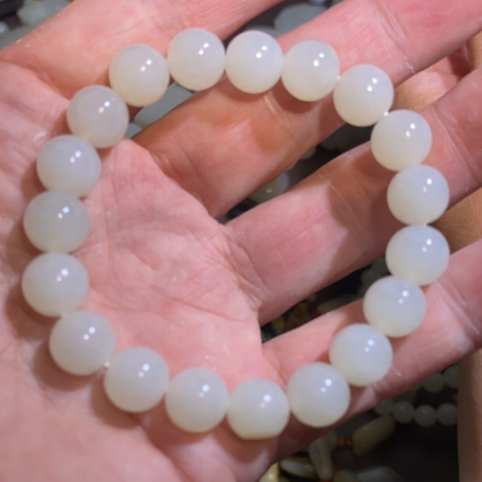 和田玉手串，珠径10mm圆珠款式多样百搭