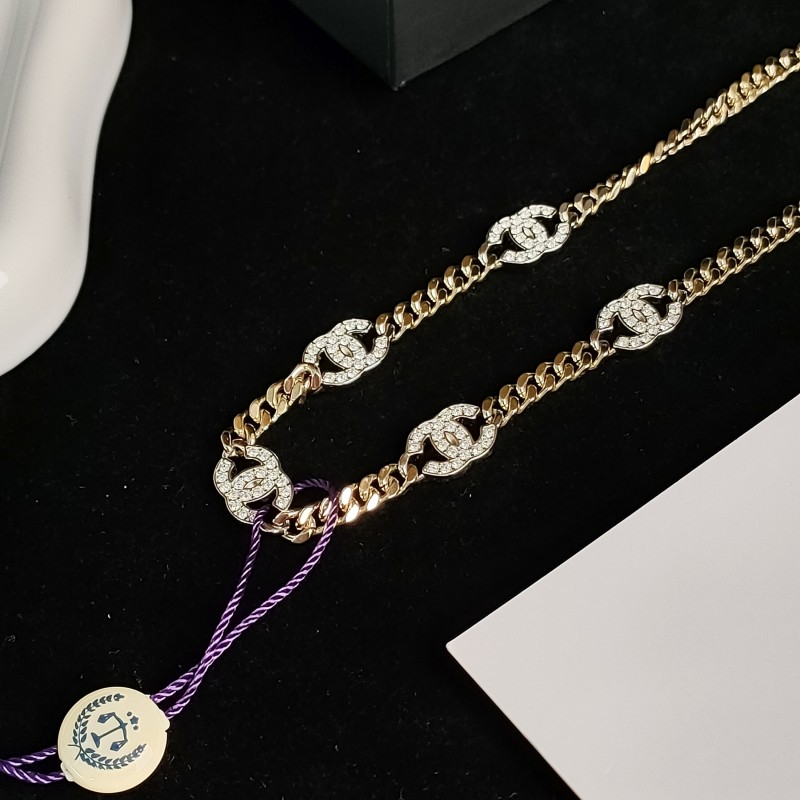 95新 Chanel/香奈儿 Azul - 25V金色水钻五花chocker项链 51526