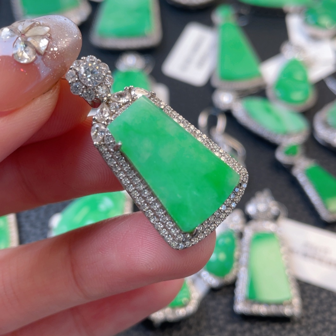 翡翠银S925镶嵌吊坠(不含链)