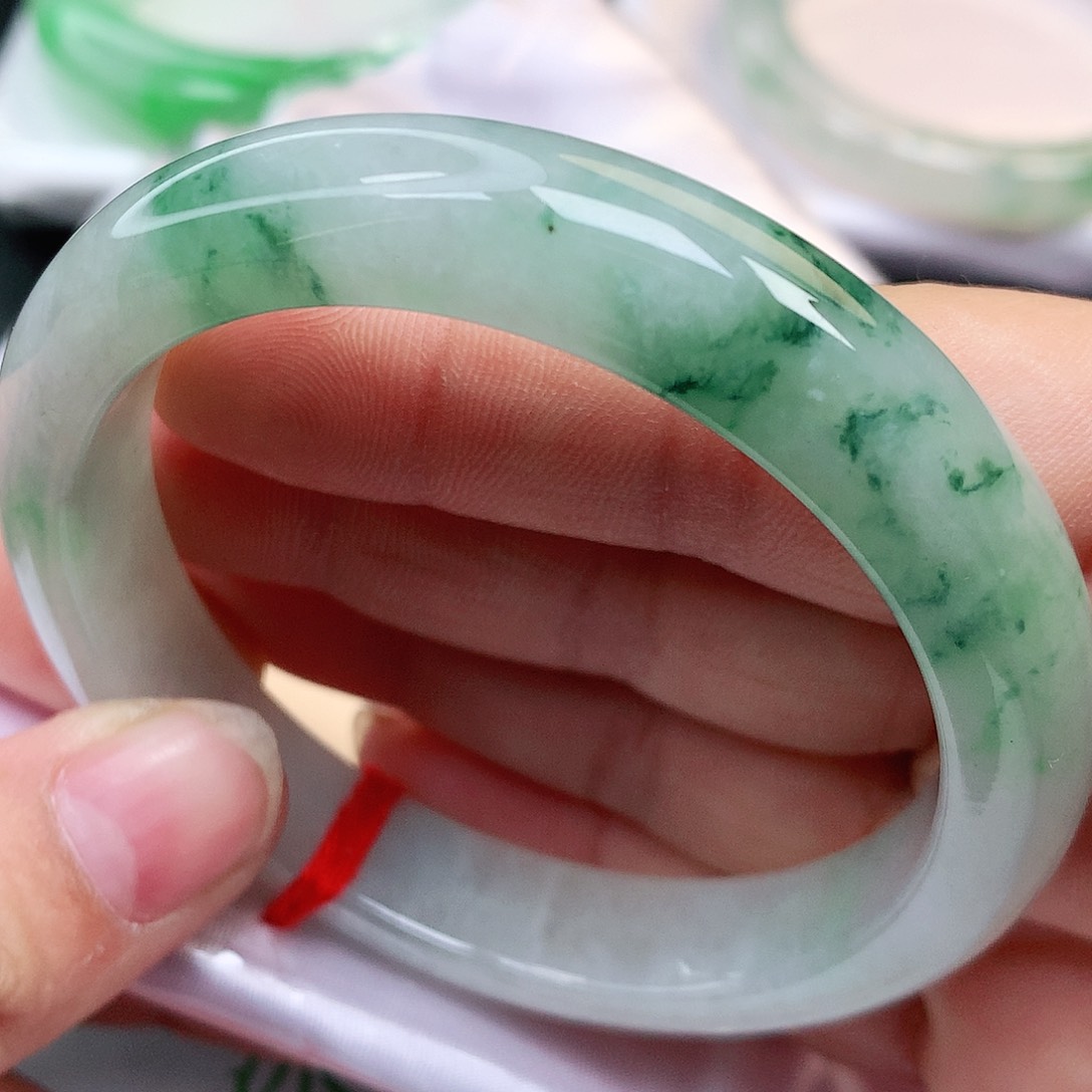 未镶嵌手镯翡翠A货翡翠飘绿花149号