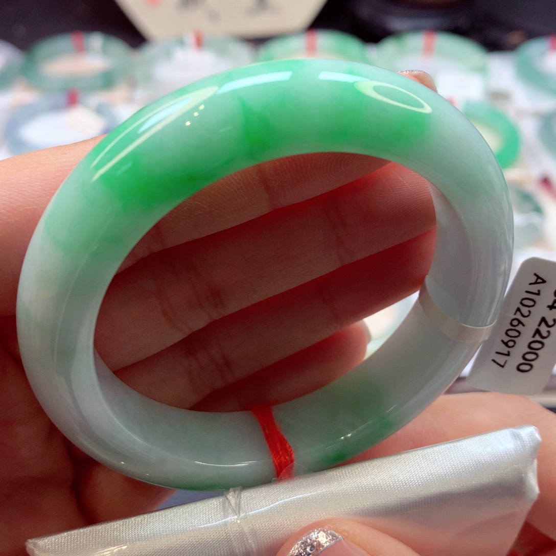 翡翠手镯未镶嵌6正圈77（阳春白雪）