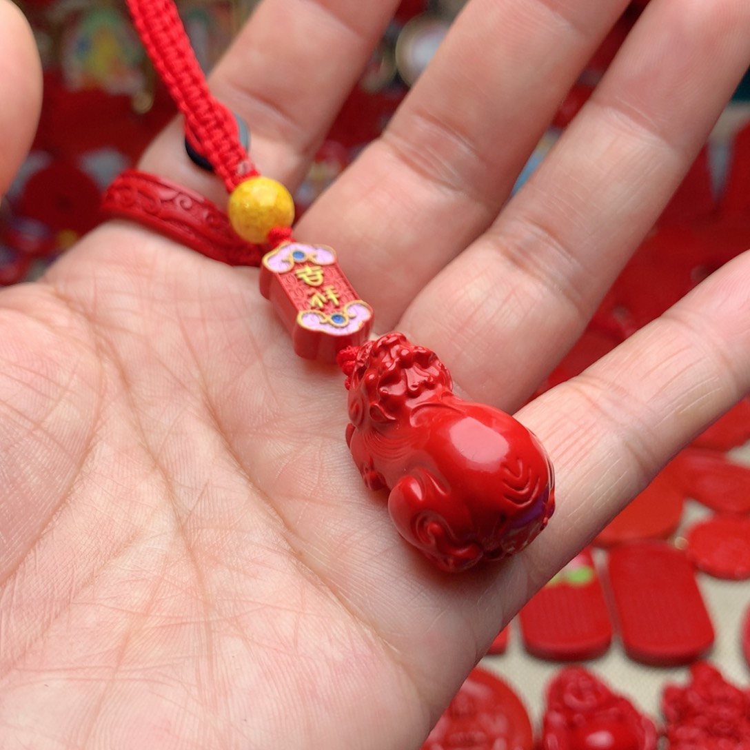 天然辰砂工艺品朱砂钥匙扣