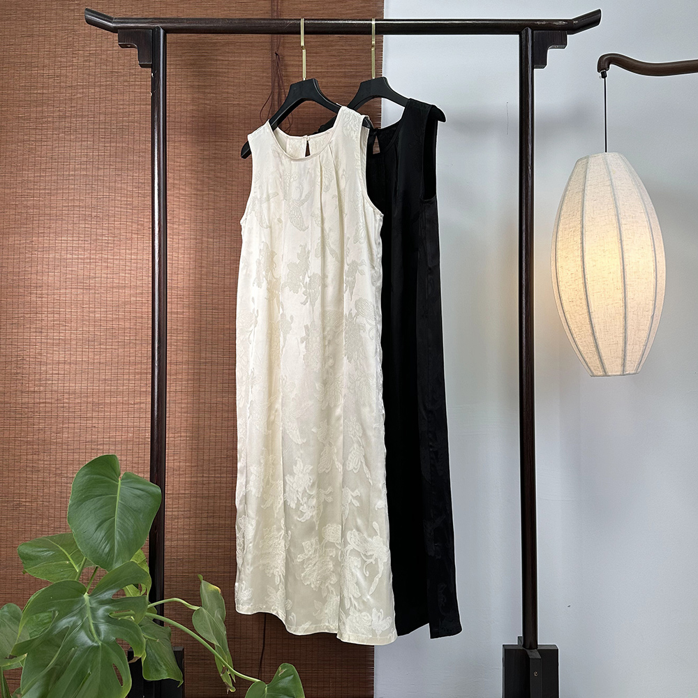 【7290】蝴蝶新中式40姆米背心裙连衣裙