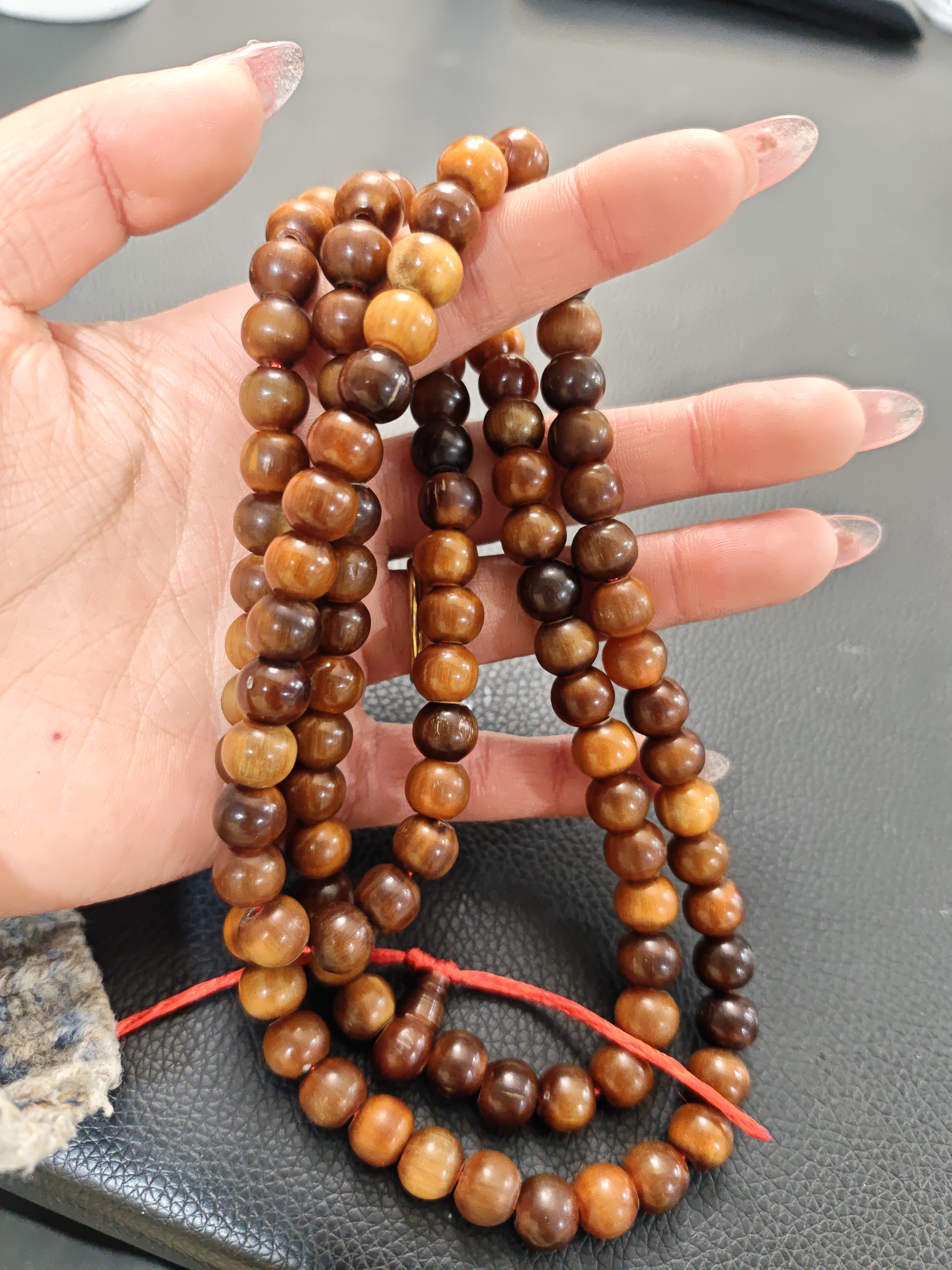 非金属陶瓷吊坠 手串108颗念珠金丝牛角手串半玉化10mm