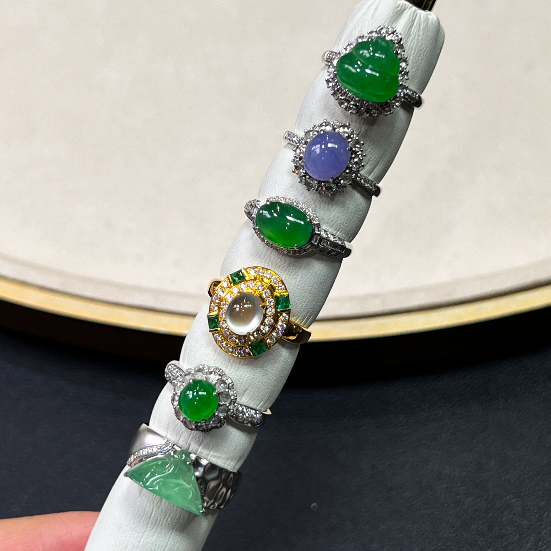 翡翠戒指1件-18K金-多样性发货只发一件-Q1-JX|CXQ21