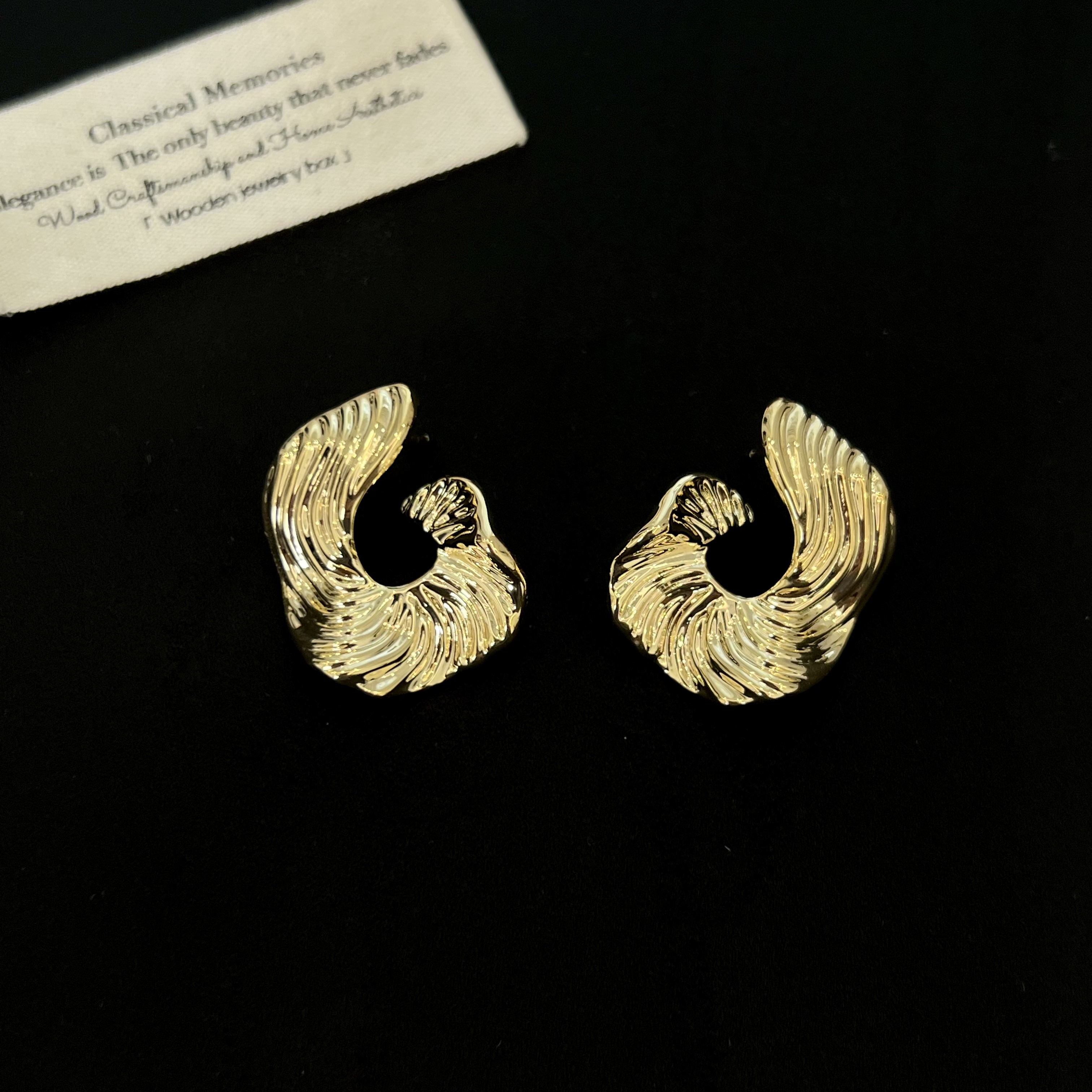 铜合金耳饰 设计师金色时尚不规则耳钉2173